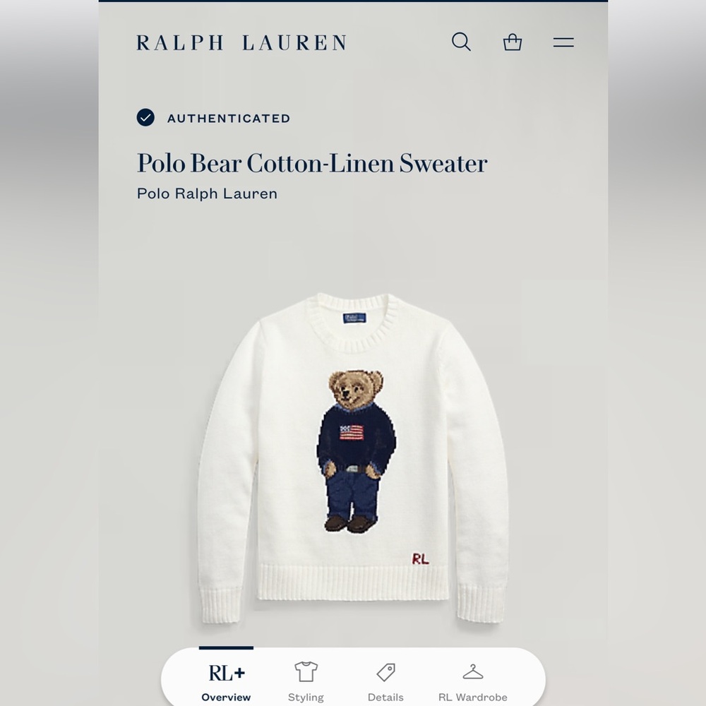 Polo Ralph Lauren Polo Bear Cotton Linen
Sweater in Deckwash White American Flag - Picture 8 of 8